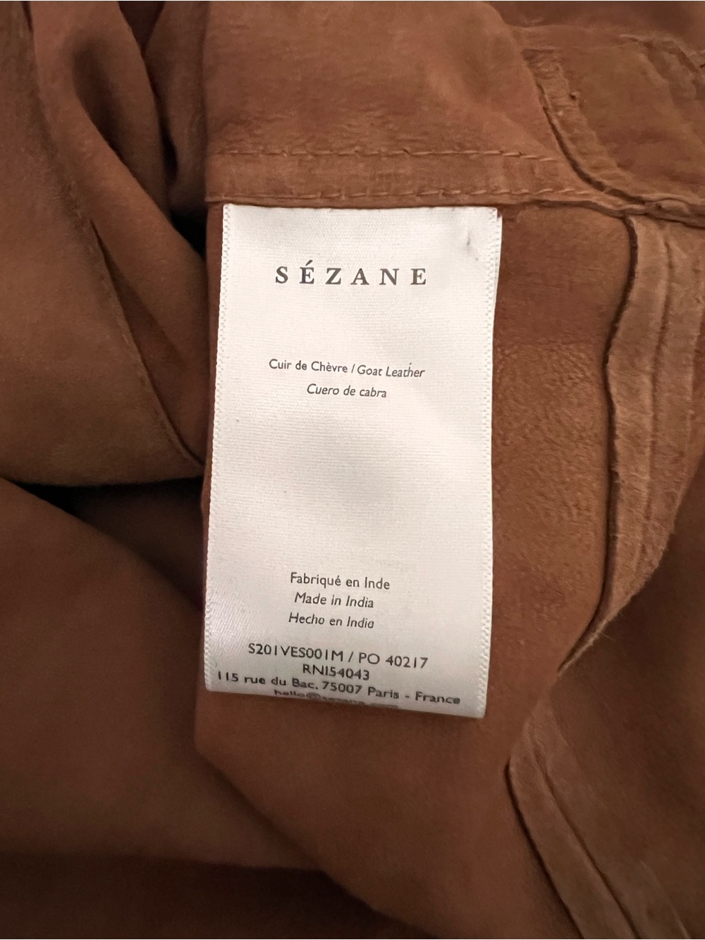Sezane Will Jacket Camel Suede Fall Coat Size Small - Picture 6 of 7